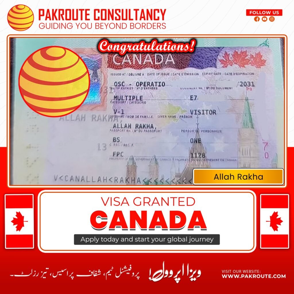 Canada visa approved from Pakroute Islamabad